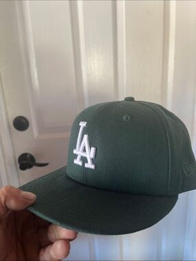 New Era Los Angeles LA Fitted Cap - Dark Green with White Logo